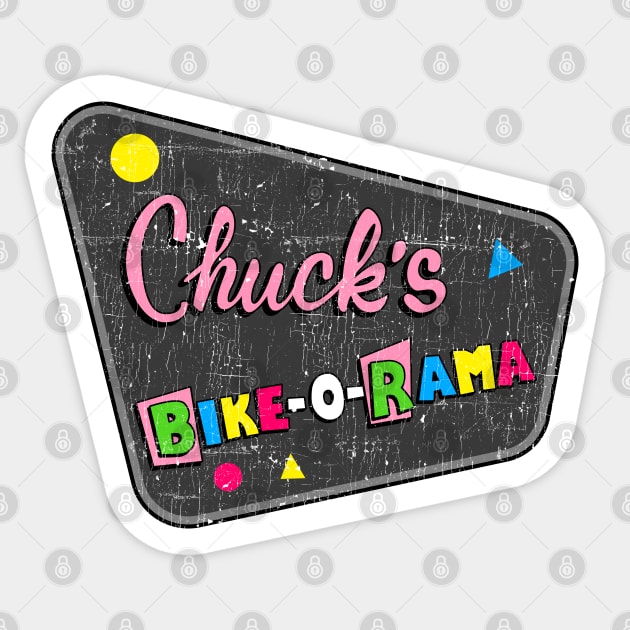 Chuck's Bike-O-Rama - Pee Wee Herman Bike Shop Sticker by Sachpica